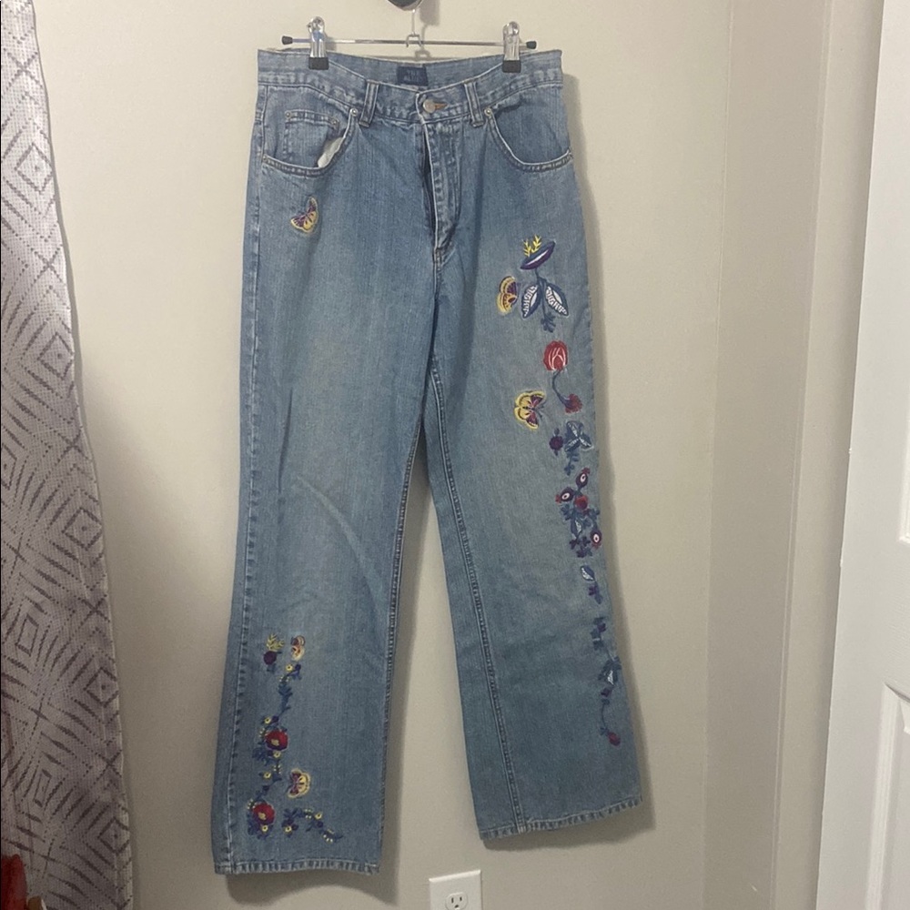 Embroidered Blue Jeans - Picture 1 of 7